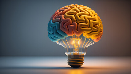light bulb and brain concept IA