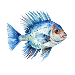 AI-Generated illustration of a fish- Watercolor Style