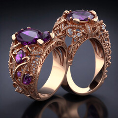 Luxury rings made from amethyst, Generative AI