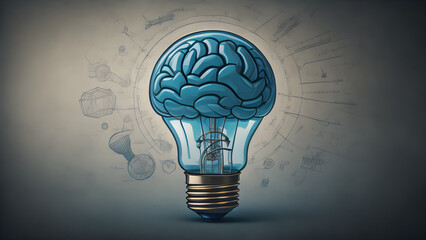 brain with bulb knowledge IA