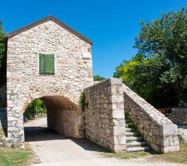 Fototapeta na wymiar City Gate called Loredanova vrata at Knin Fortress (Kninska tvrđava) in the state of Šibenik-Knin Croatia