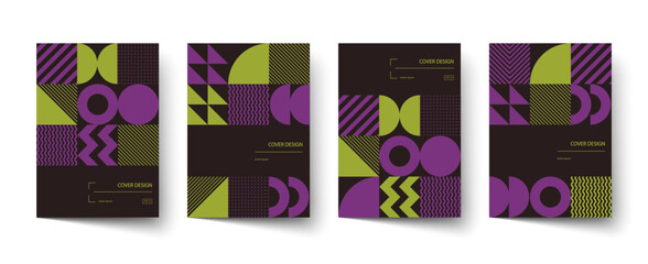 Trendy colorful covers design. Minimal simple bold shapes compositions. Modern geometric patterns set. Applicable for brochures, posters, covers and banners.