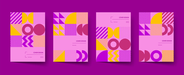 Trendy covers design. Minimal geometric shapes compositions. Applicable for brochures, posters, covers and banners.