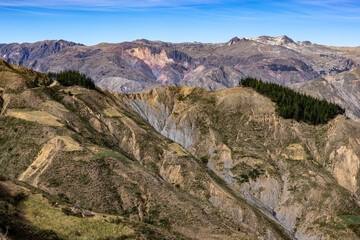 Colorful mountain landscape in the remote Bolivian Andes between Torotoro and Oruro - Traveling and exploring South America