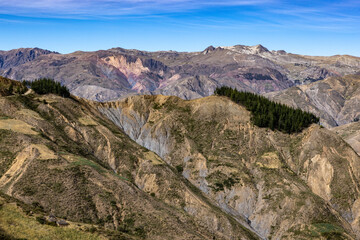 Colorful mountain landscape in the remote Bolivian Andes between Torotoro and Oruro - Traveling and exploring South America