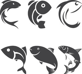 set of fish vector element, fish, sea, animal, vector, fishing, illustration, water, ocean, cartoon, icon, shark, underwater, nature, silhouette, set, tuna, fin, aquatic, marine, food, swimming, sea