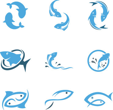 set of fish vector element, fish, sea, animal, vector, fishing, illustration, water, ocean, cartoon, icon, shark, underwater, nature, silhouette, set, tuna, fin, aquatic, marine, food, swimming, sea