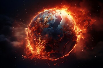Obraz na płótnie Canvas Innovative Idea to Tackle Climate Change on a Flaming Planet. AI
