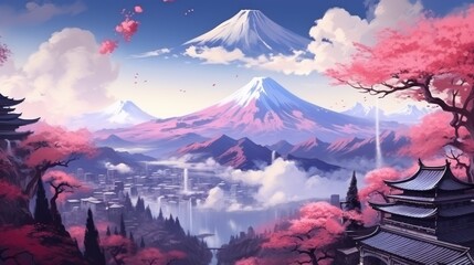 Japan fantasy style scene game art