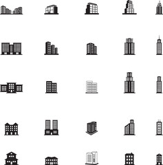 set of building icon vector design, icon, vector, set, symbol, business, building, illustration, sign, infographic, icons, design, city, house, chart, template, data, home, collection, graph, people