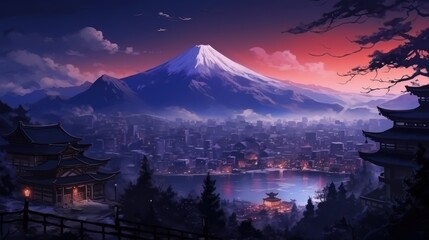 Japan fantasy style scene game art