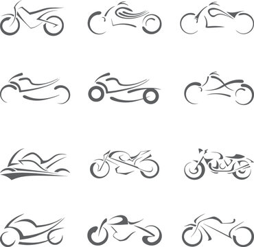 bike vector icon design set, motorcycle, bike, motorbike, silhouette, motor, sport, motocross, biker, vector, speed, vehicle, wheel, bicycle, race, transportation, chopper, transport, cycle