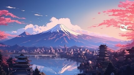 Japan fantasy style scene game art
