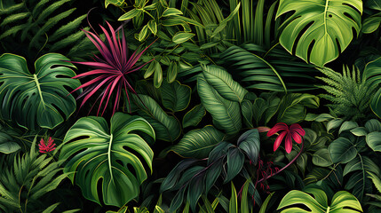 seamless pattern tropical leafs