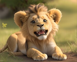 Cute small lion smiling