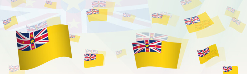 Niue flag-themed abstract design on a banner. Abstract background design with National flags.