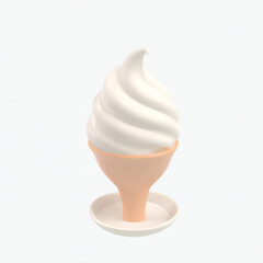 Milk ice cream in a cone, white background