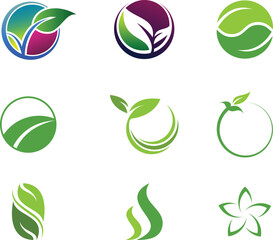 set of green eco icons, leaf, icon, nature, vector, eco, plant, green, tree, set, design, ecology, symbol, organic, illustration, environment, element, logo, natural, sign, bio, shape, water, collect