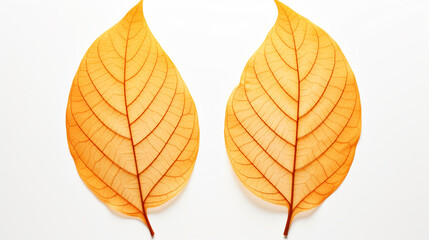 Set of golden leaves skeletons. Fallen foliage for autumn designs, Created using generative AI tools.