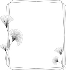 rectangular frame with Ginkgo biloba leaves, modern frame decorated with Ginkgo biloba line art
