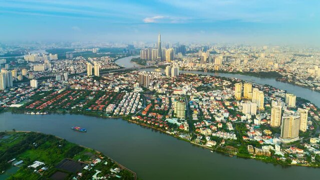 Aerial view of Ho chi minh city in Vietnam.