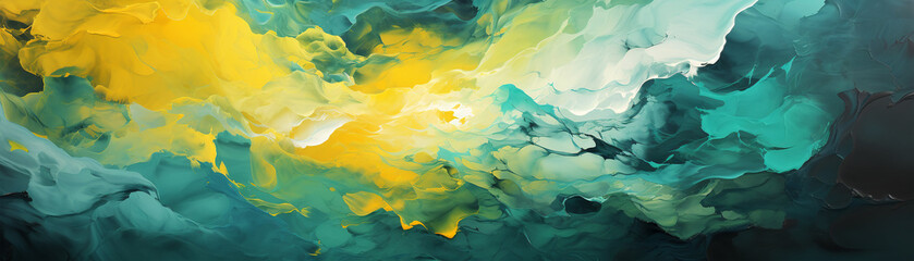 Yellow green abstract, waves, blobs and formless shapes, for banners and flyers - obrazy, fototapety, plakaty