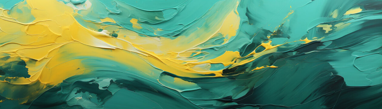Yellow green abstract acrylic background, waves, blobs and formless shapes, for banners and flyers