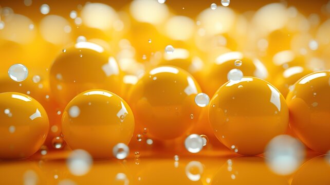Yellow spheres background, generative ai