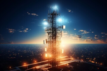 5G Global Network Illustration with Background Image. AI