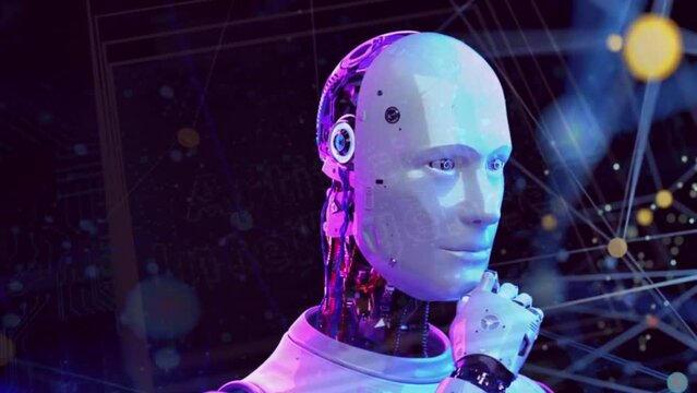 sci-fi artificial intelligence big data social media online innovation Illustration of artificial intelligence with a robot