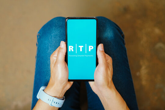 July 21, 2023, Brazil. In this photo illustration, the Real Time Payments (RTP) logo seen displayed on a smartphone.
