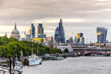 Panorama of the City of London over the River Thames in London