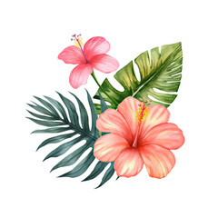 AI-Generated illustration of a tropical flower- Watercolor Style