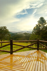 wooden deck overlooking the valley of the Urubici mountains, Santa Catarina, Brazil