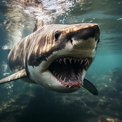 Great white shark closeup
