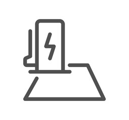 Car charging station related icon outline and linear symbol.	
