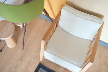 retro vantage armchairs with a lamp at home .
