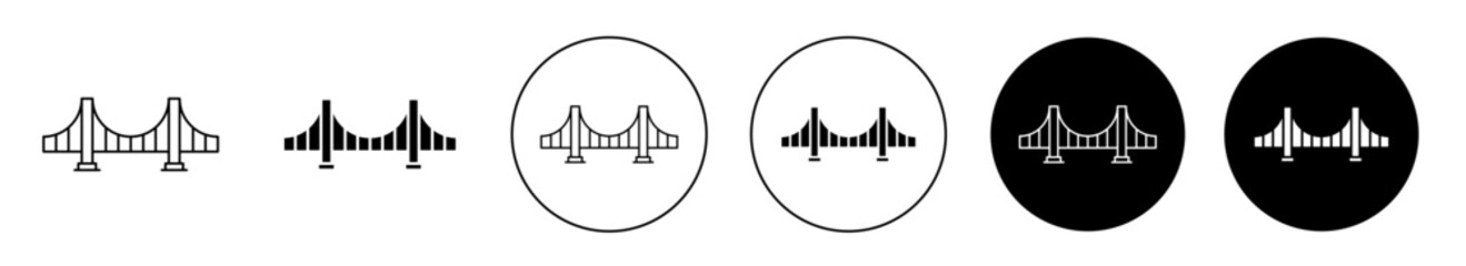 Bridge icon set. river road Bridge line vector symbol in black color.