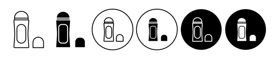 Deodorant icon set. simple deo roll bottle vector symbol. deodorant stick pictogram  - obrazy, fototapety, plakaty