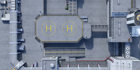 futuristic industrial concrete base backplate top view 3d render heli pad © Mathias Weil