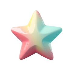 Obraz premium Pastel colorful Childish 3d star on transparent background. Generative AI.