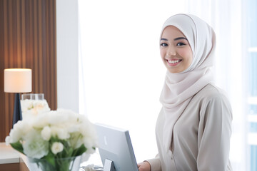 muslim employee smile wearing hijab