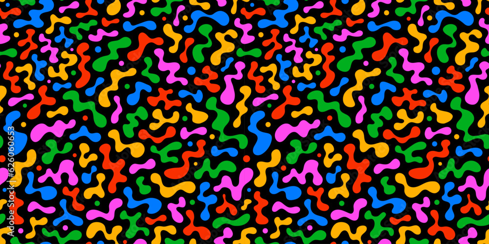 Poster Colorful abstract doodle shape seamless pattern. Creative minimalist style art background, trendy design with basic shapes. Modern color wallpaper print backdrop.