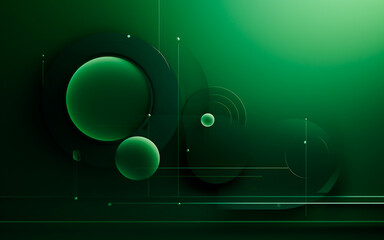 Abstract green background in a minimalistic style using spherical shapes. AI generated