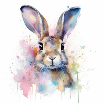 Watercolor jack rabbit. Generative Ai