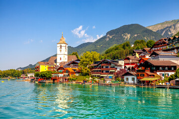 Blick auf Sankt Wolfgang, Salzkammergut, Deutschland 