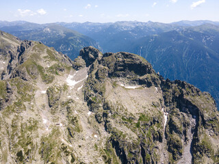 Aerial view of Rila Mountain near Malyovitsa peak, Bulgaria