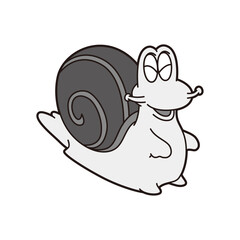 カタツムリのイラスト モノクロ