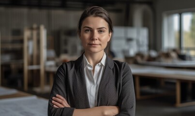 Fototapeta premium Confident female architect standing in office