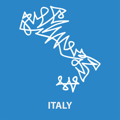 Abstract stroke map of Italy for rugby tournament.
